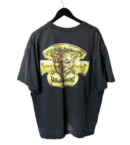 Distressed US Marines T Shirt Vintage Y2K Gray Extra Large XL Graphic Tee