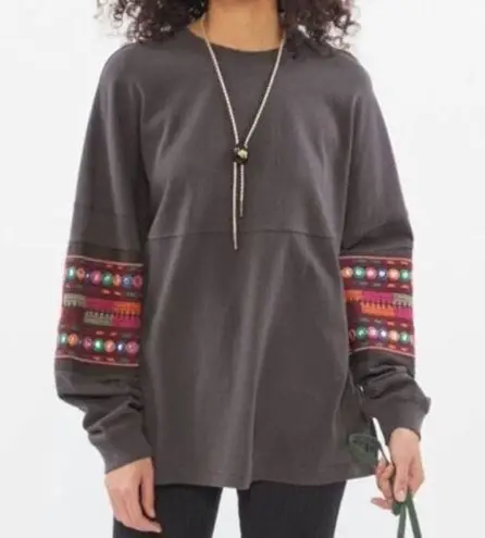 Urban Outfitters  Cape May Slouchy Oversized Sweatshirt Embroidered Sleeves XS