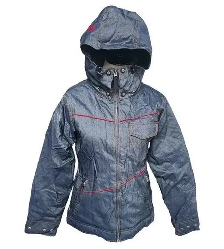 Betty Rides Snowboarding Winter Snow Jacket Denim Blue Size Small