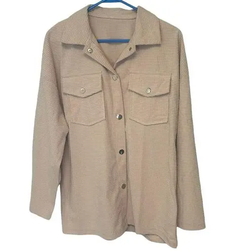 Emery Rose NEW dusty pink textured soft snap up shacket, size Small