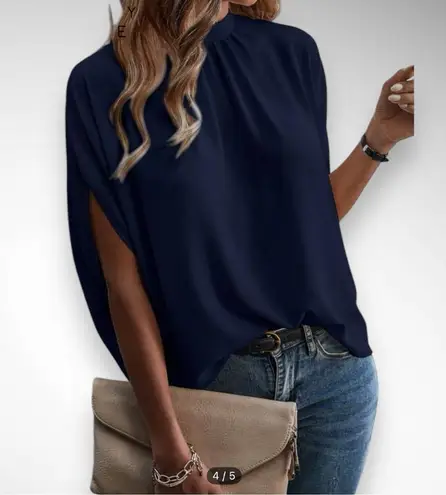 EMERY ROSE Women's Navy Tie Back Batwing Sleeve High