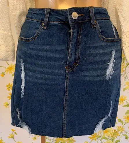 Denim Blvd distressed Denim mini skirt Size L