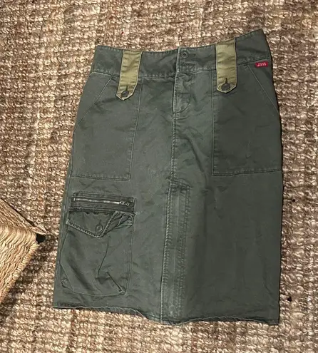 Miss Sixty Duo-Toned Army Green Cargo Pencil Skirt Size Medium