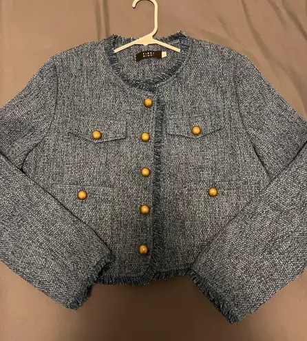 French Style Gold Button Tweed Jacket Size L