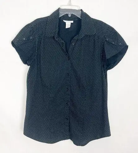 Dress Barn  Polka Dot Button Down Top Size Medium