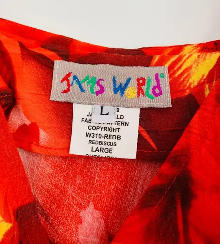 Jams World Vintage 90s Red Hibiscus Flower Hawaiian Maxi Dress