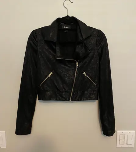 Princess Polly Faux Leather Black Cropped Moto Jacket 