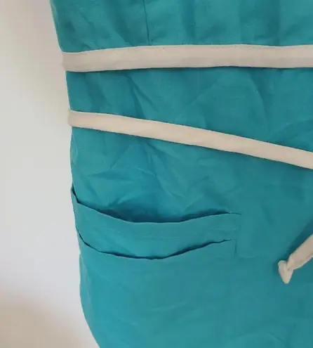 Promedic Scrub Top Blue White Trim 4 Pocket Medium