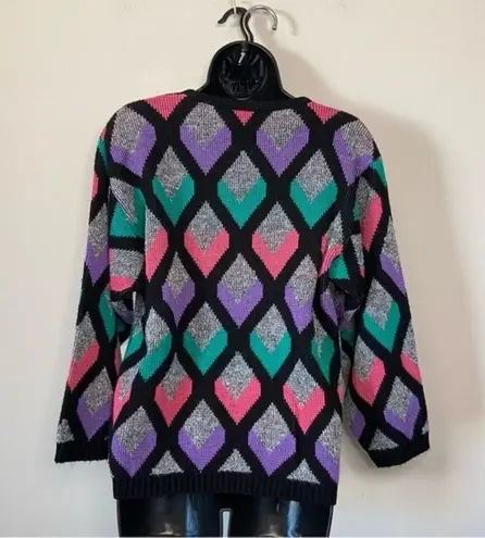 Funky Chunky Knit Diamond Sweater Size Medium Kate Collins Vintage 80s Acrylic