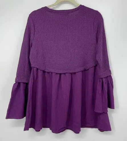 Liz Lange PURPLE 3/4 BELL SLEEVE LAYERED LOOK FLATTERING MATERNITY TOP MEDIUM