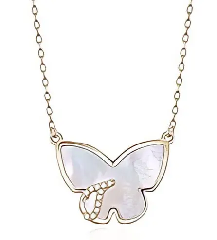 Butterfly Letter J White Initial Necklace in 925 Sterling Silver Jewelry Gift