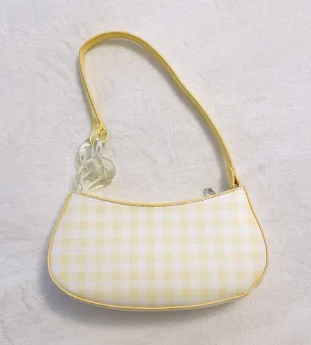 Pastel Yellow White Plaid Y2K Cottage Ballet 90s Shoulder Mini Handbag