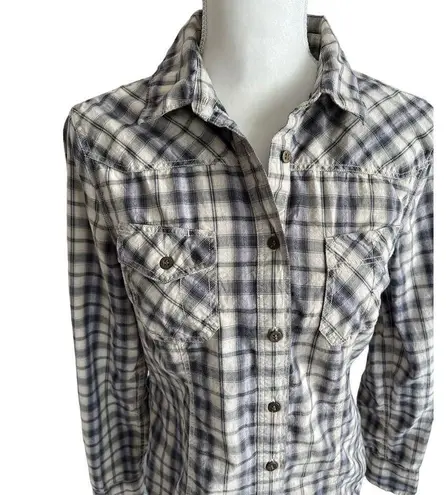 ALLSAINTS Spitalfields Parson Button Down Plaid Women Shirt Size 8 Western Rodeo