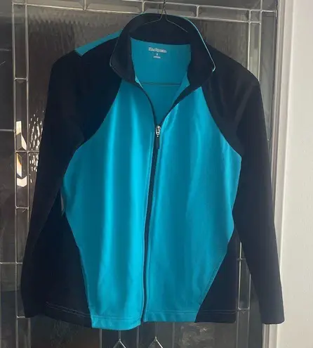 kim rogers Women's Small Full Zip Athletic Jacket Green Black Long Sleeve