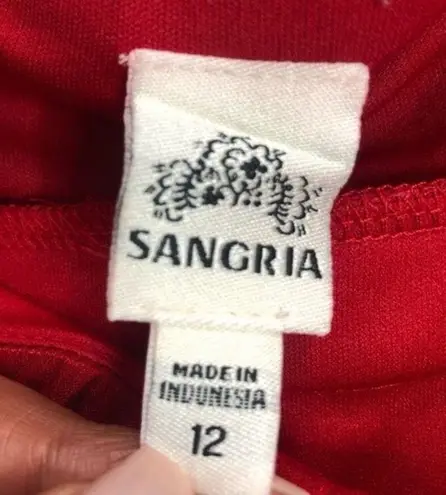 Sangria Vintage Red Shimmer Layered Ruffle Knee Length Dress