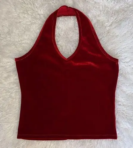 Joule Vintage Red Velvet Halter Crop Top Size Medium