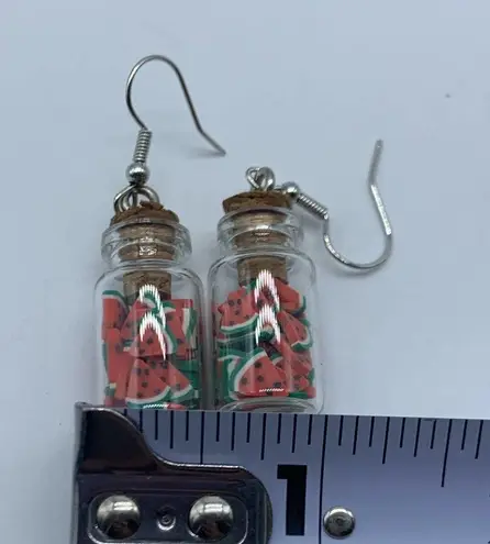 NEW Watermelon slices in mason jar fashion earrings