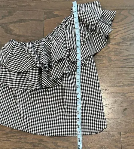 MISA Los Angeles Misa Gingham One-Shoulder Ruffle Blouse Size XS