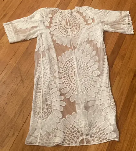 Rebellion Again Women’s Boho Lace Floral Theme Duster Kimono M