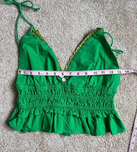 Sim & Sam Emerald Green Ruffled Smocked Redesigned Tank Top Size Medium