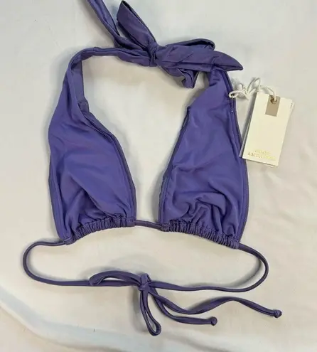 Good American NWT  Size 1 S Lilac Purple Shine Ruched Halter Tie Bikini Swim Top