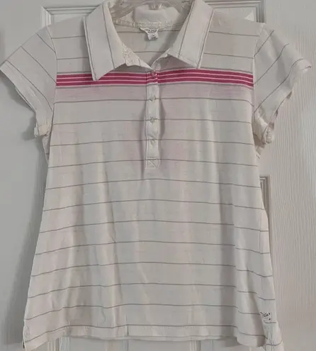 American Eagle Vintage  Polo white and pink stripes slim fit size large