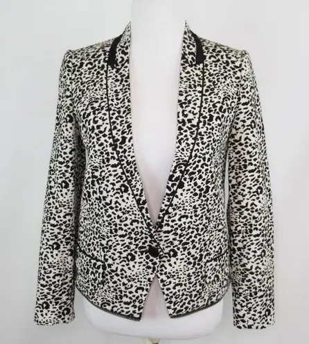 Zadig & Voltaire Vegam Leopard Deluxe White/Black Jacquard Blazer 36 US Small
