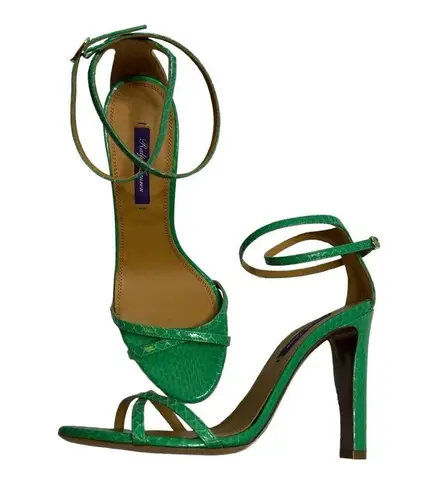 Ralph Lauren Collection Ardelisa Ayers Snakeskin Sandal Sz 39 green