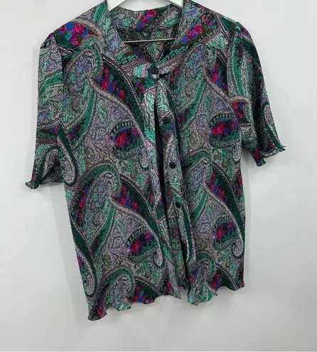 Vintage 90s Paisley Two Piece Set Skirt And Shirt Size Medium Early 90s