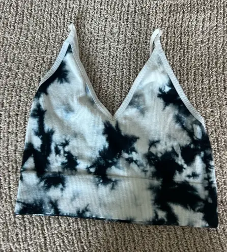 Charlotte Russe Stylish tie-dye bralette perfect for comfort and style. Features a unique black and white pattern. - Image 1