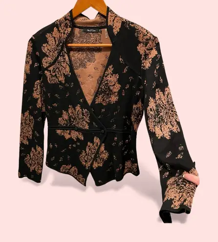 Nic+Zoe Cute deep v micro-button whimsigoth floral wrap style sweater