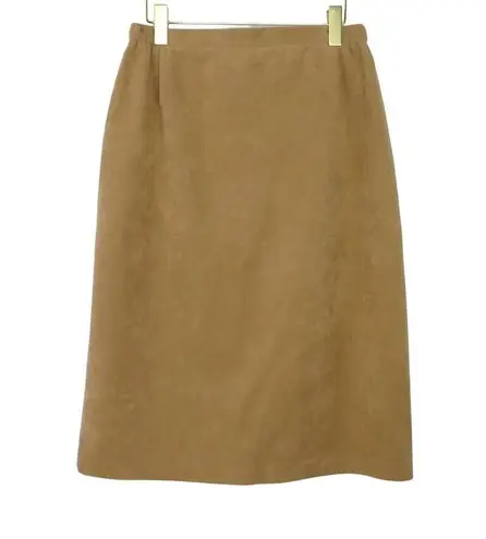 Vintage Lilli Ann Collections Union Made Tan High Rise Tan Suede Midi Skirt 29"