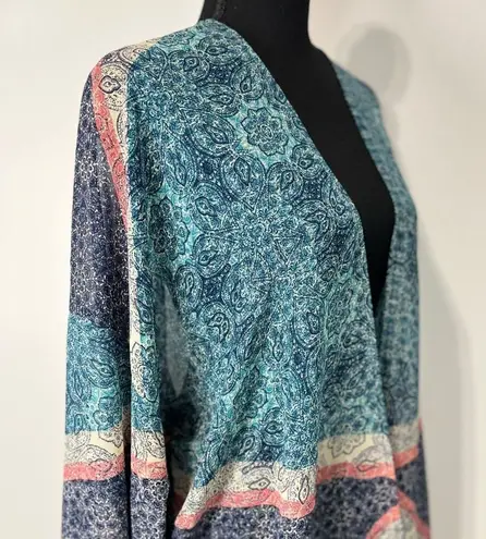 Mystree Embroidered Jagged Hem Paisley Oversized Kimono Size S/M Women’s