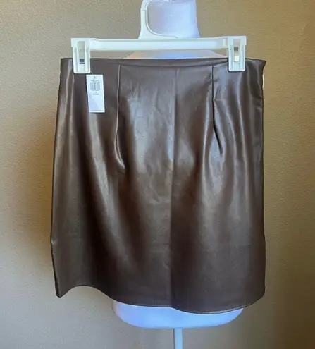 Old Navy faux leather brown mini high rise skirt | small P