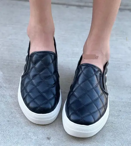 Soda Black Quilted Platform Sole Slip On Sneaker