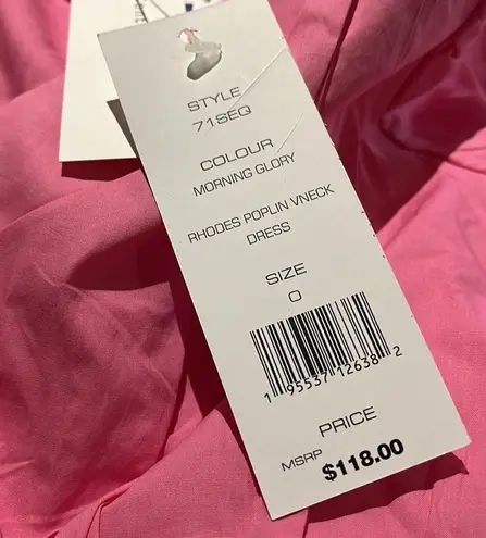 French Connection NWT  Rhodes Poplin Vneck Dress Organic Cotton Cut Out Pink