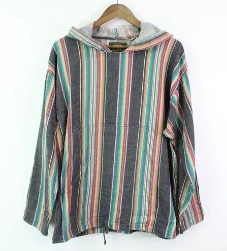 Free People Vintage  Striped Cotton Boho Hoodie Size M