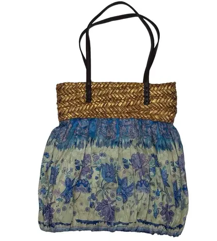 Cappelli Boho pleated straw top Bag purse Blue‎ Purple Yellow Cruise