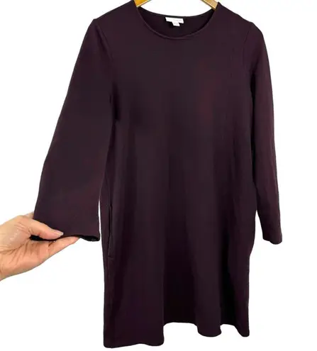 Pure Jill Burgandy Pima Cotton Modal Spandex Shift Dress Pockets Size Small