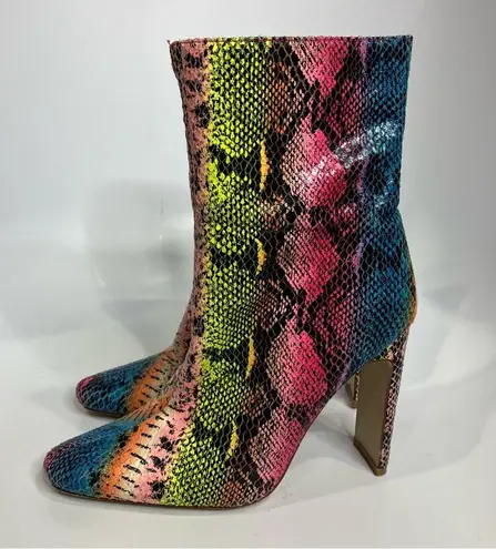 Azalea Wang skaywalker rainbow snake skin boots heeled boots women’s size 7 Pink