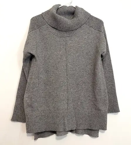 Cable & Gauge Cowl Neck Sweater Gray Flecked Speckled Hi-Lo Hem Tunic Sweater L - Image 1