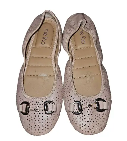 Me Too Lila Ballerina Leather Perforated Flats Slip On Shoes Sz 7.5M