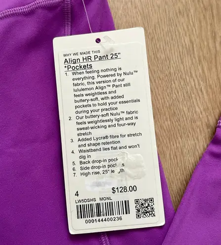 Lululemon Align High-Rise Pant with Pockets 25" Moonlit Magenta size 4 NWT - Image 4