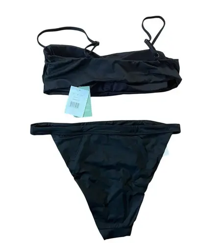 ANDIE NWT Swim Black Newport Bandeau Top Caicos Bottom Bikini Set XL