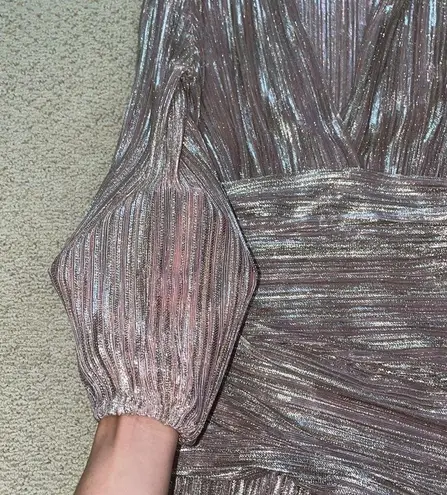 Maje Pleated Metallic Pink Dress