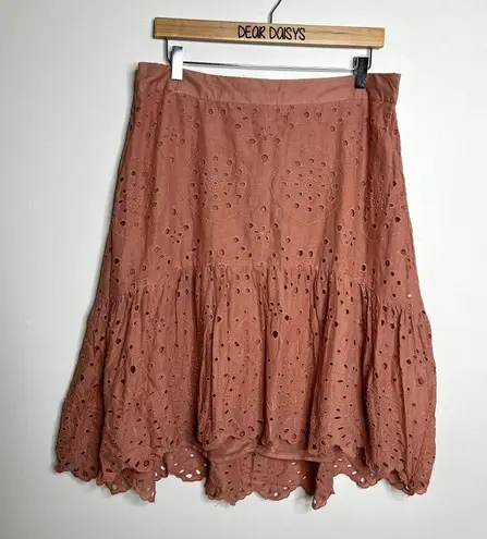Ultra Pink Eyelet Embroidered Ruffle Skirt