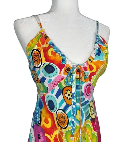 Jams World Vintage Sundress Small Abstract Floral Psychedelic Boho Festival READ