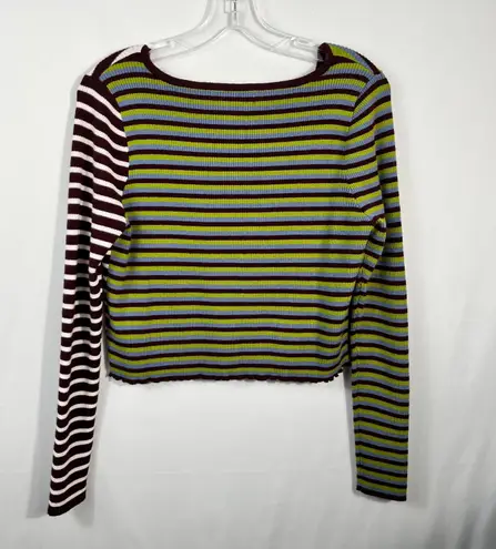 Urban Outfitters L.A. Hearts  Colorblock Striped Boxy Fit Cropped Cardigan Medium