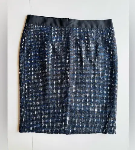 Boden USA Boden Wool Blend Tweed Pencil Skirt Black/Blue Size 10