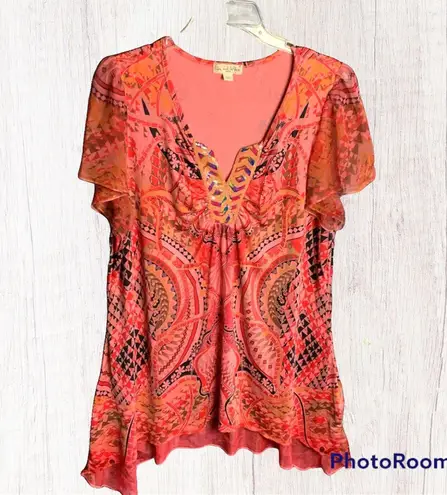 Live and let live Multi colors & Designs Blouse w Sheer Sleeves And Sequins Wm 1X